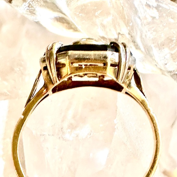 14K Art Deco Octagonal Onyx & Diamond Ring - Picture 13 of 15
